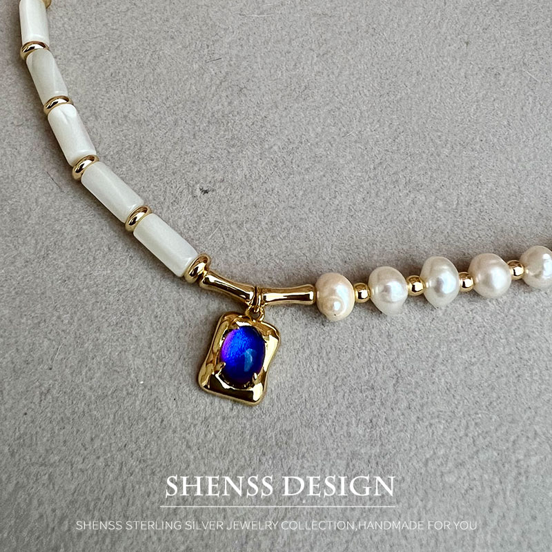 Wedding Package Gold - Natural 5-6mm Pearl Shell Necklace 14k