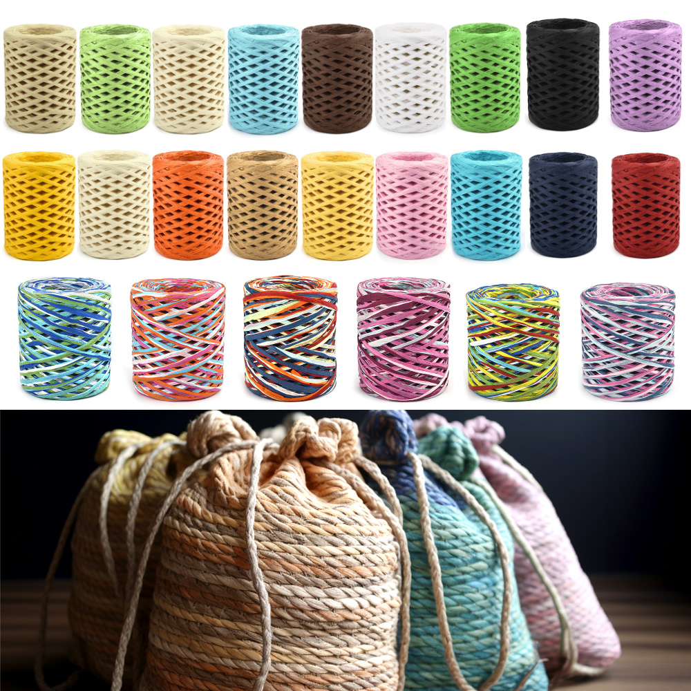 Papercraft Supply Ribbon - 100M/Roll Raffia Paper Ribbon Yarn Handmade