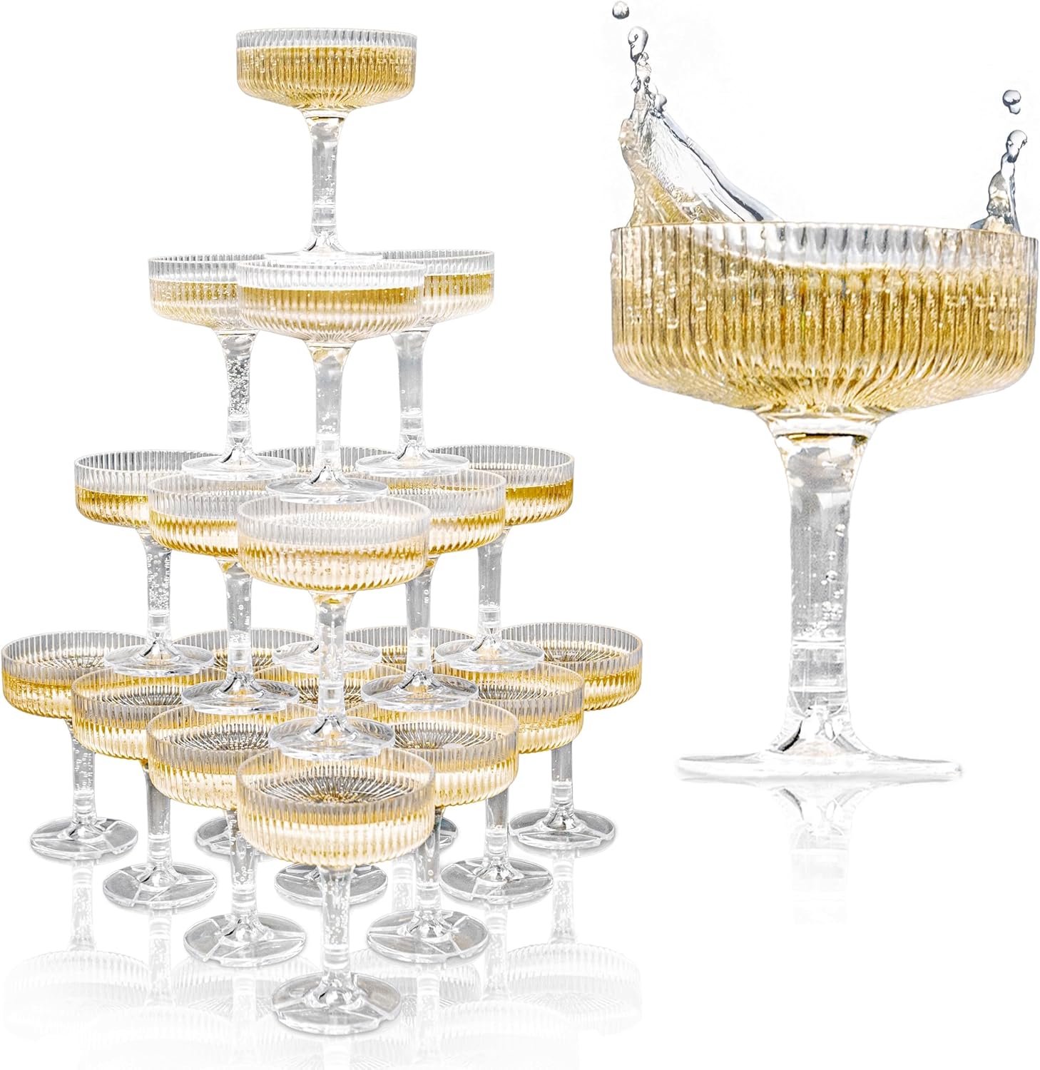 Champagne Tower Set - 20-60PCS ACRYLIC Champagne Tower 7oz Plastic