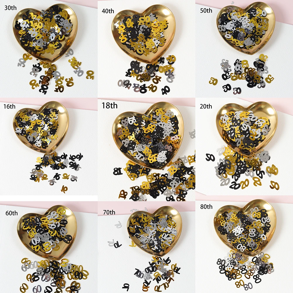 Table Runner Sequin - 15G Mini Number 16/18/20/30/40/50/60/70/80/90 Years Old