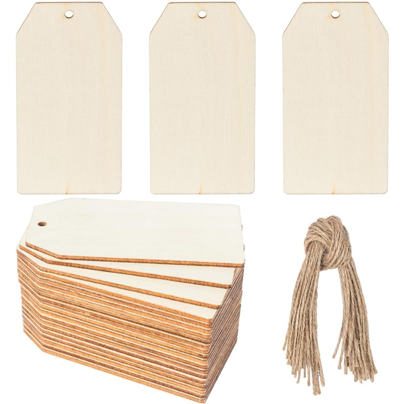 Wedding Supply Rentals - 10 Pcs Wooden Gift Tags, Natural