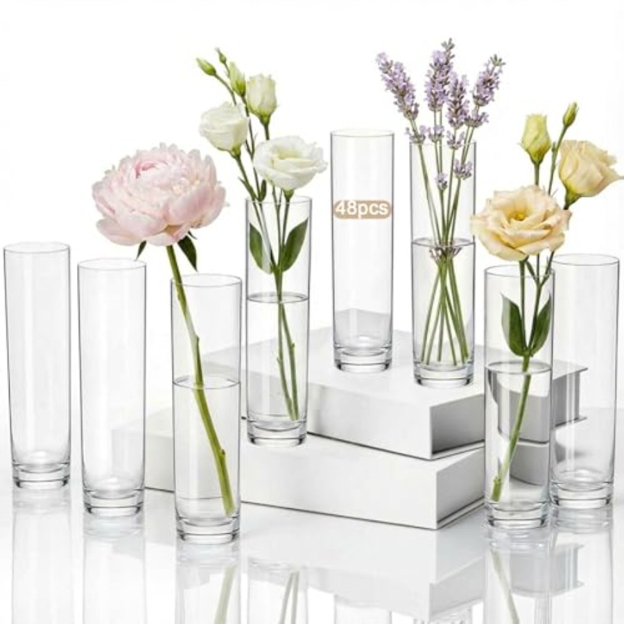 Centerpiece Vase Tall - 48 Pcs acrylic cylinder bud vases