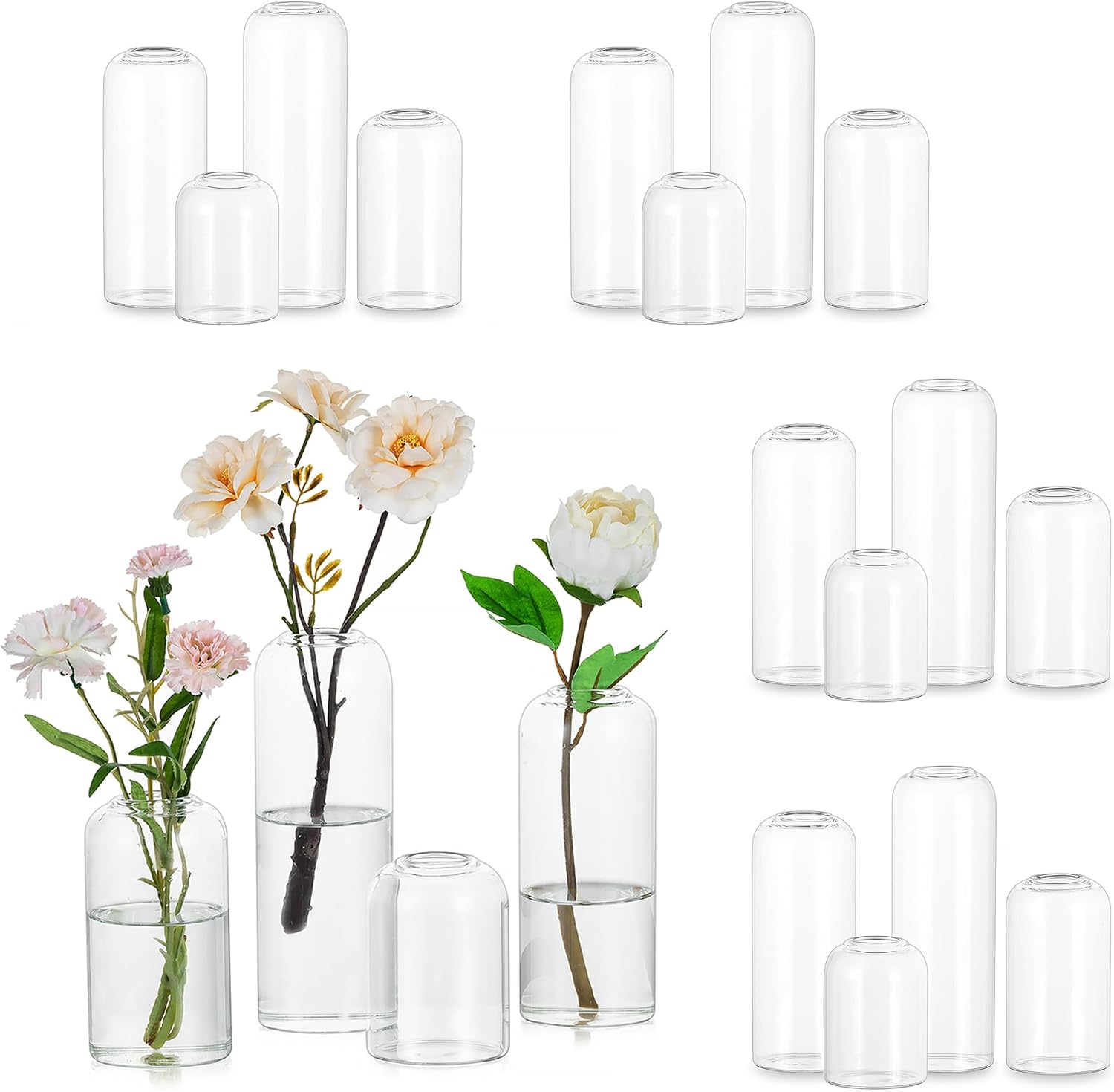 Centerpiece Vase Tall - Hewory Glass Bud Vases for Flowers: