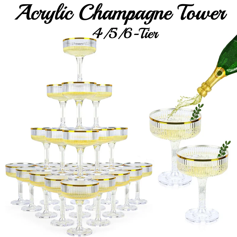 Champagne Tower Set - 4-6Tier Acrylic Champagne Tower Plastic Champagne