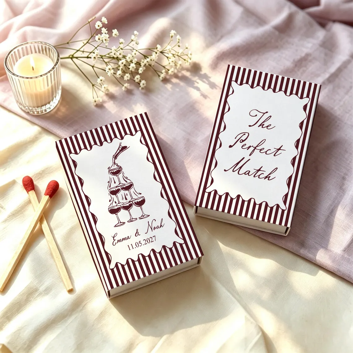 Custom Wedding Matchbooks SET  - Champagne Tower Set review and price