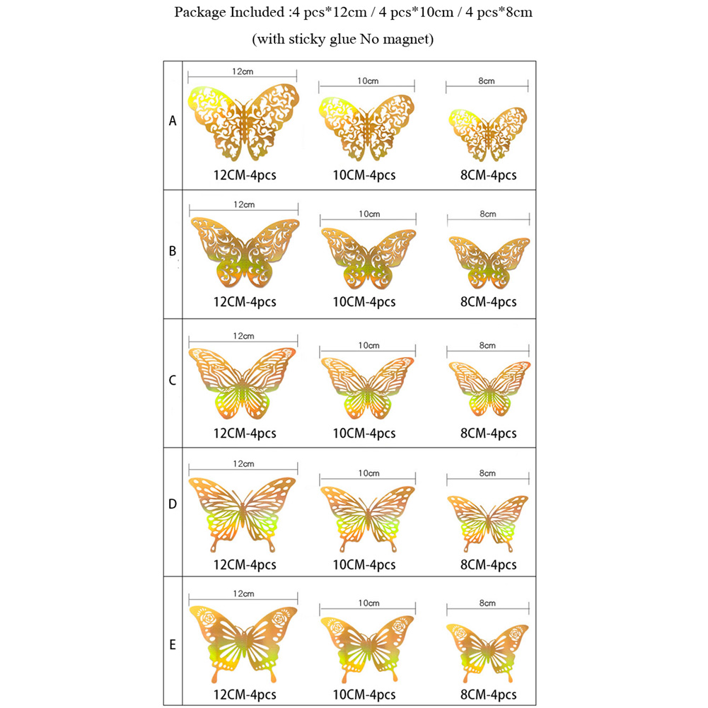12 Pcs Gold 3D Hollow Butterfl - Wedding Package Gold review and price