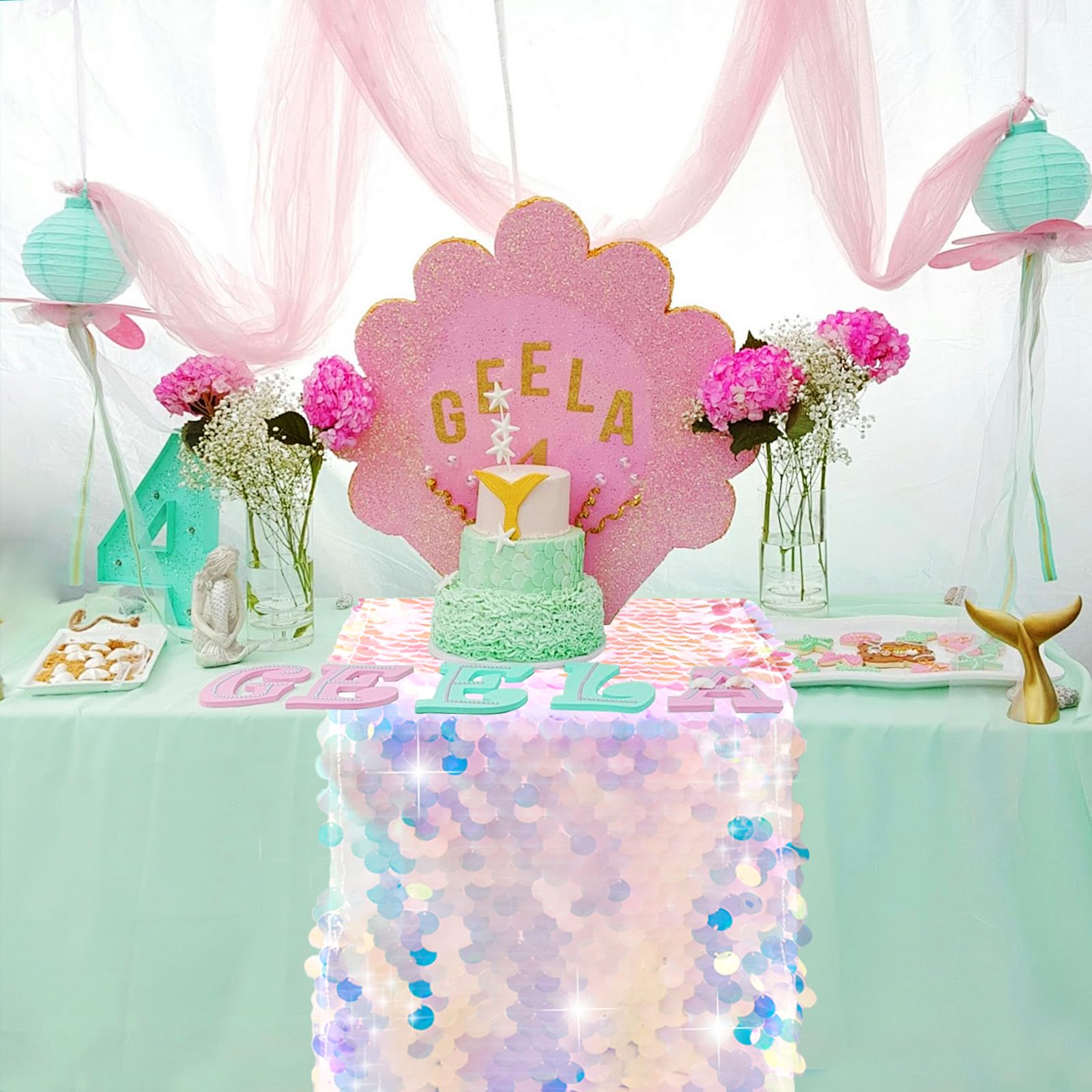 Mermaid Party Table Runner Mer - Table Runner Sequin review and price