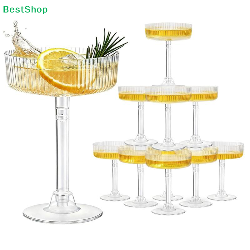 ☽10Pcs Plastic Martini Glasses - Champagne Tower Set review and price