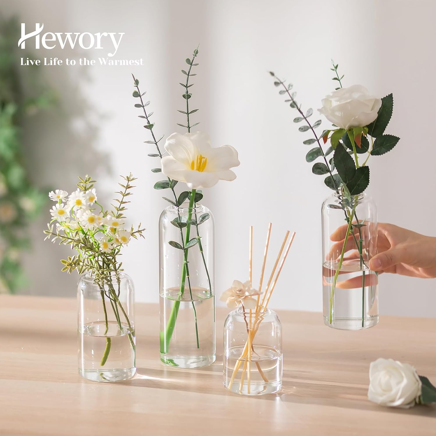 Hewory Glass Bud Vases for Flo - Centerpiece Vase Tall review and price